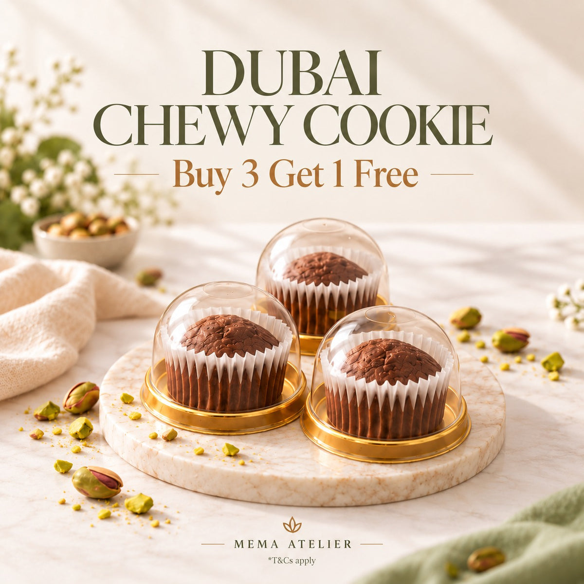 Dujjonku = Dubai chewy cookie ( SET OF 3)